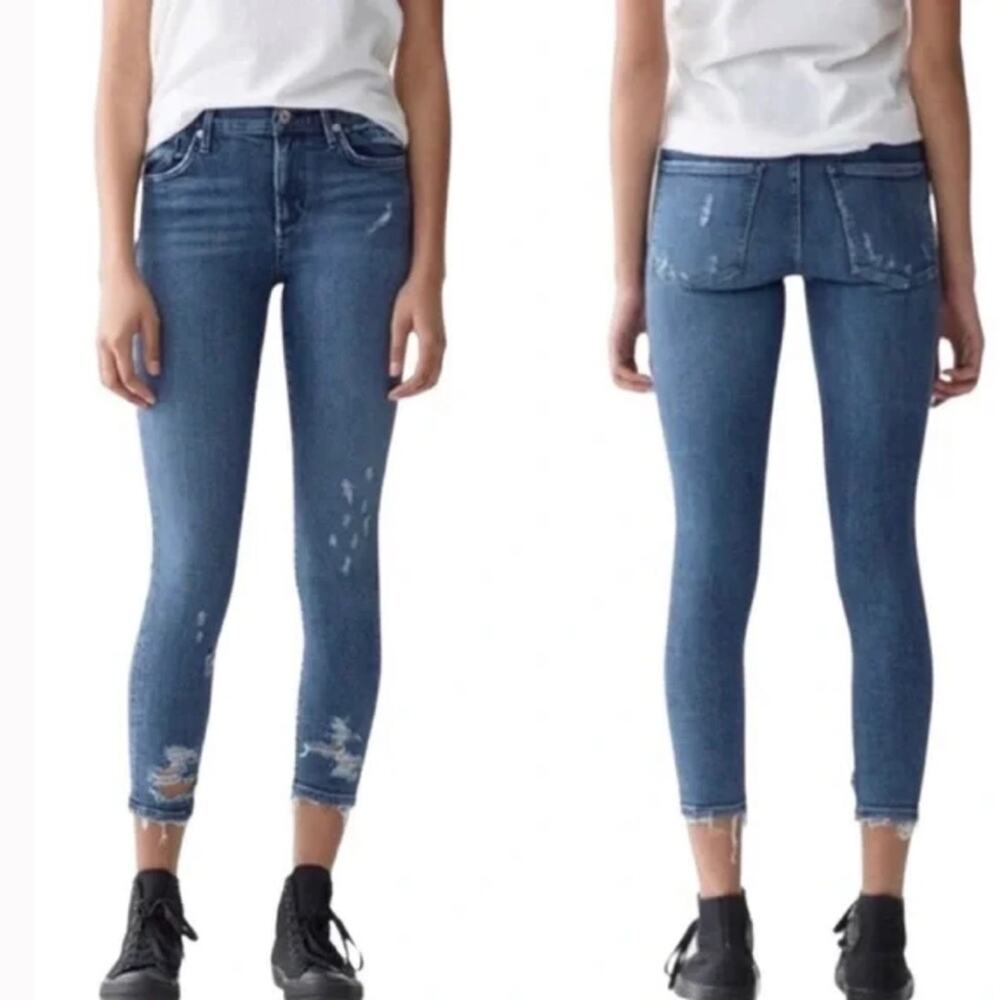 AGOLDE Sophie Crop High Rise Distressed Ankle Jeans Size 24